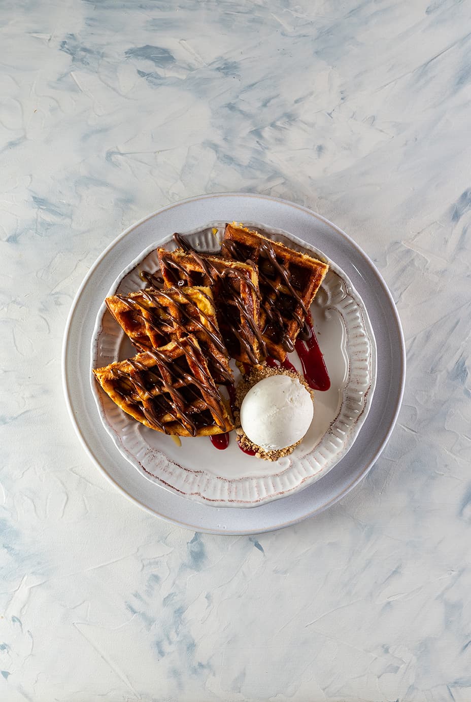 Fotografía de referencia para Waffle con Helado
